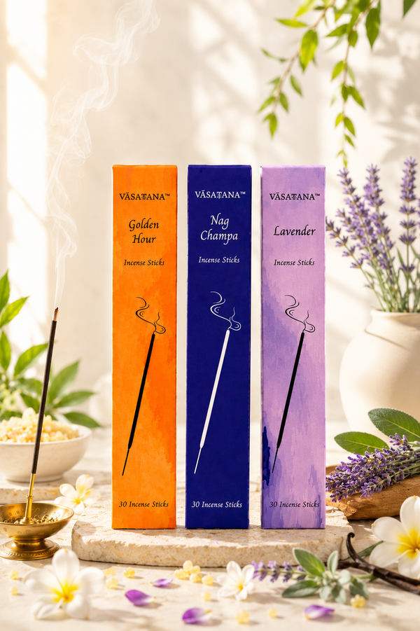 Vasaवana Assorted Incense — 3-Pack (Golden Hour, Nag Champa & Lavender)