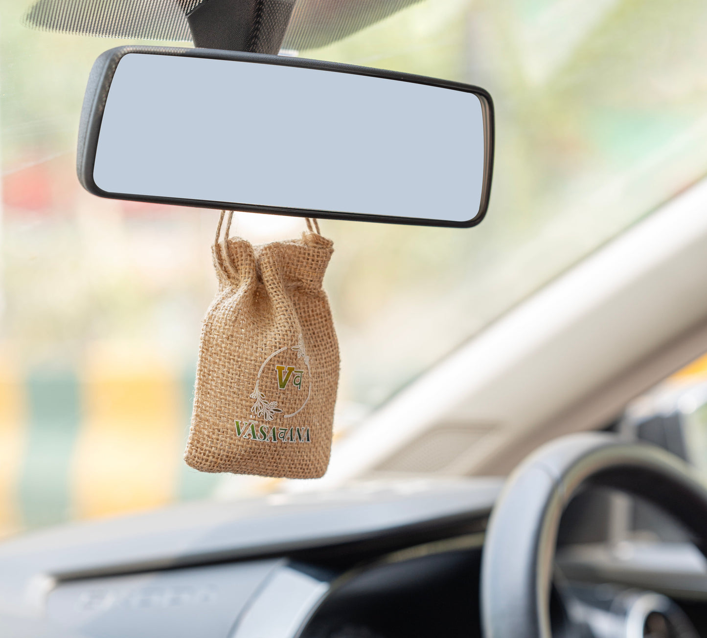 Driftwood Ember — Organic Jute Car Perfume | Vāsaवana